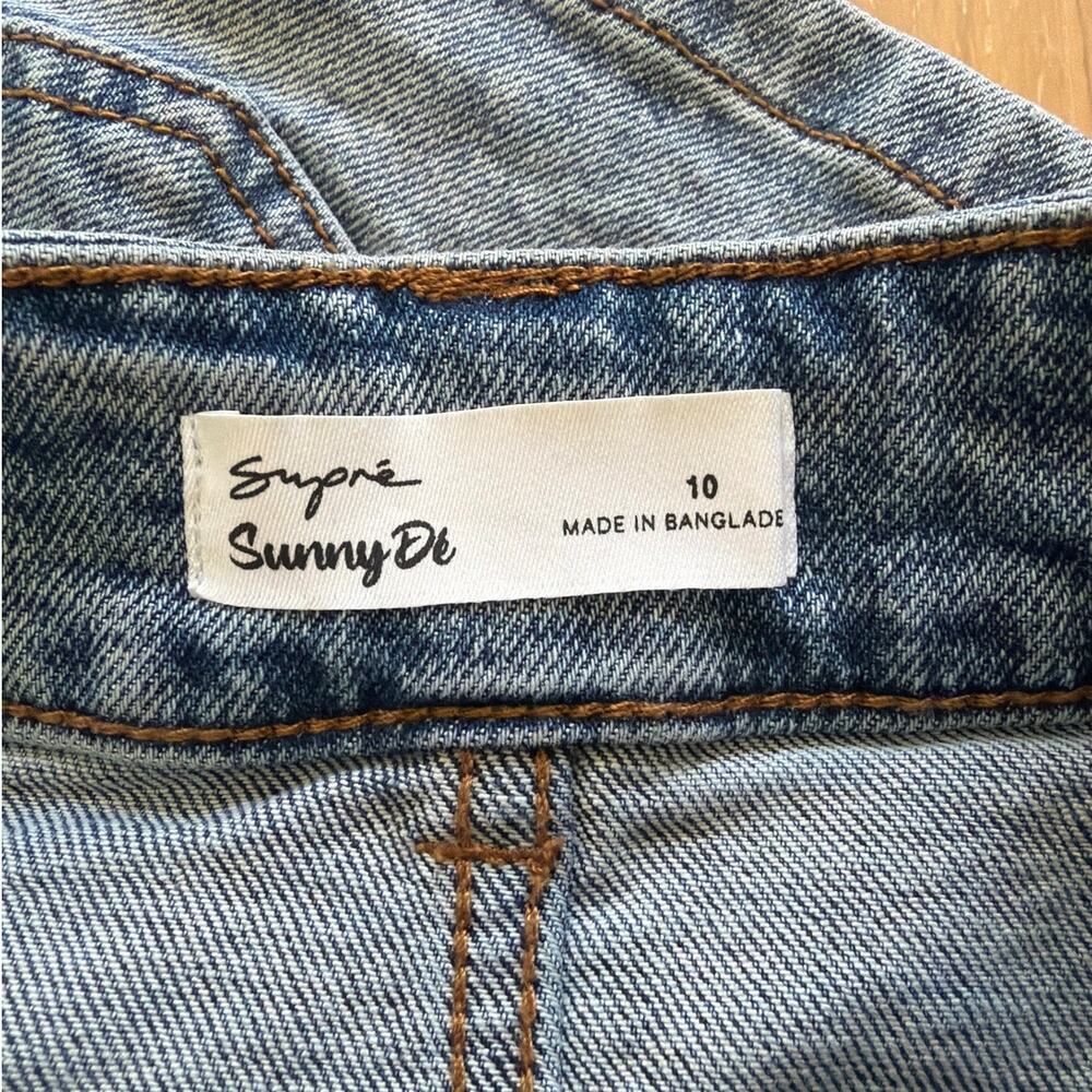 Sunny De x Supre Embroidered Denim Mini Skirt Size US6 Blue Pink - Picture 4 of 5